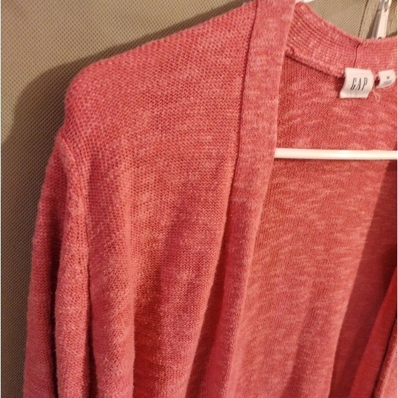 GAP Pink Rosette Rayon Blend Knit Open Front Cardigan Wms Sz Med - Picture 4 of 10